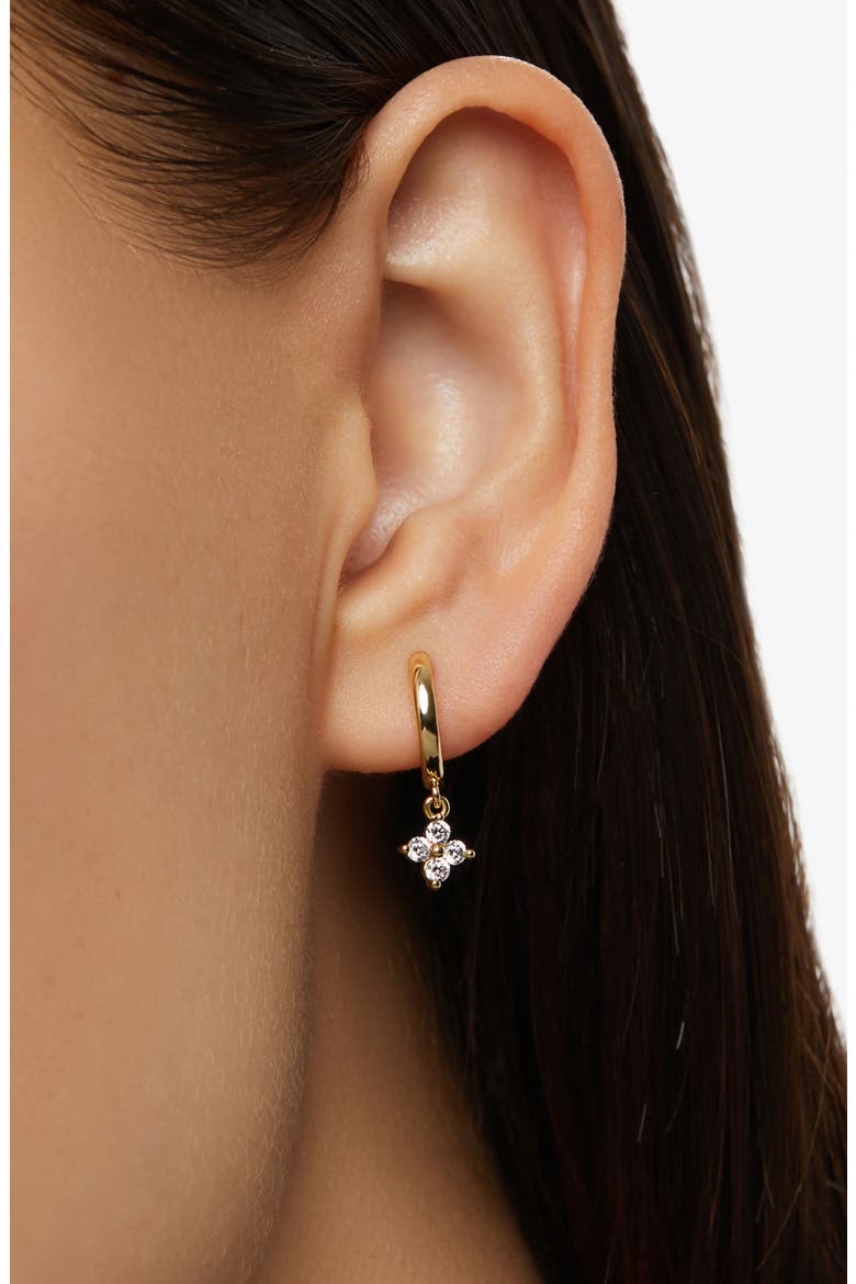 Angela Star Drop Hoop Earrings, Alternate, color, GOLD/CLEAR