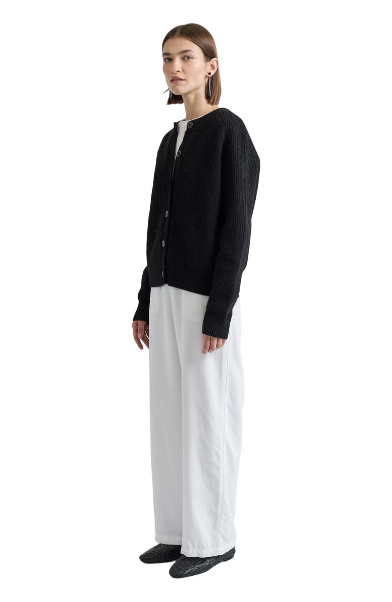 Almina Concept Button Up Wool Cropped Cardigan, Alternate, color, Black