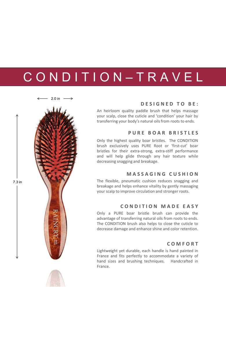 Raincry Condition Travel Pure Boar Bristle Brush, Alternate, color, 