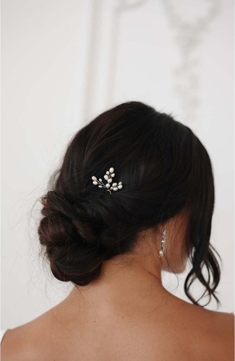 Untamed Petals Parker Pearl Hair Pin, Alternate, color, Silver
