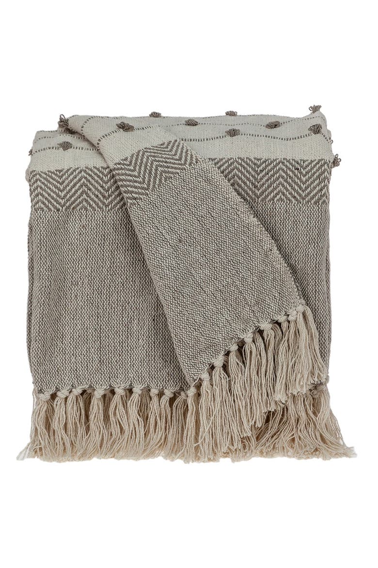 Ishan Eclectic Beige 52" x 67" Woven Handloom Throw, Alternate, color, BEIGE
