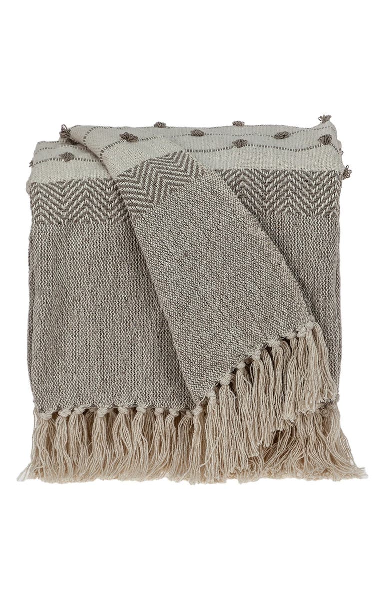 PARKLAND COLLECTION Ishan Eclectic Beige 52" x 67" Woven Handloom Throw, Alternate, color, Beige