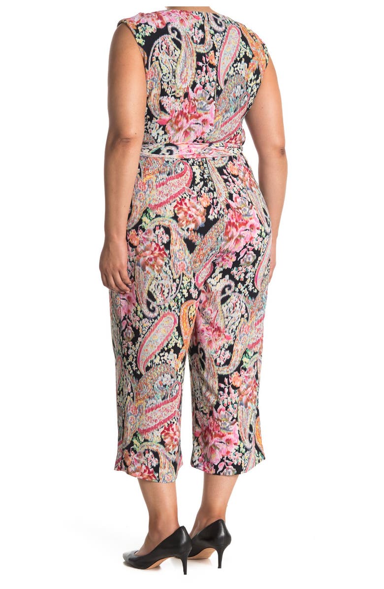 Tahari Pebble Crepe Paisley Jumpsuit, Alternate, color,