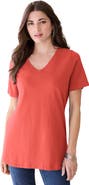 Roaman's Plus Size Cotton Ultimate V Neck Tee