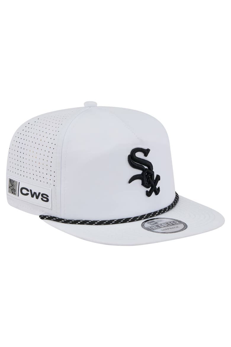 Men's New Era White Chicago White Sox Perforated Golfer Snapback Hat, Main, color, White