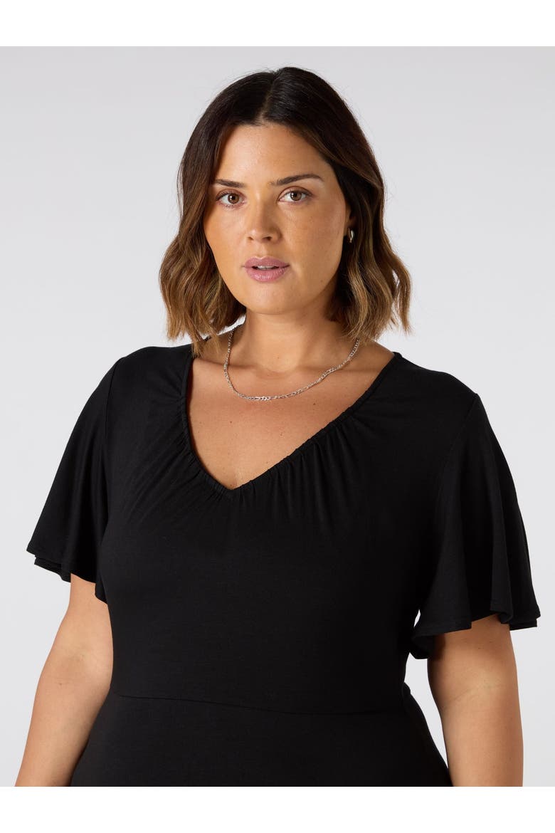 Jersey V-Neck Maxi Dress, Alternate, color, Black