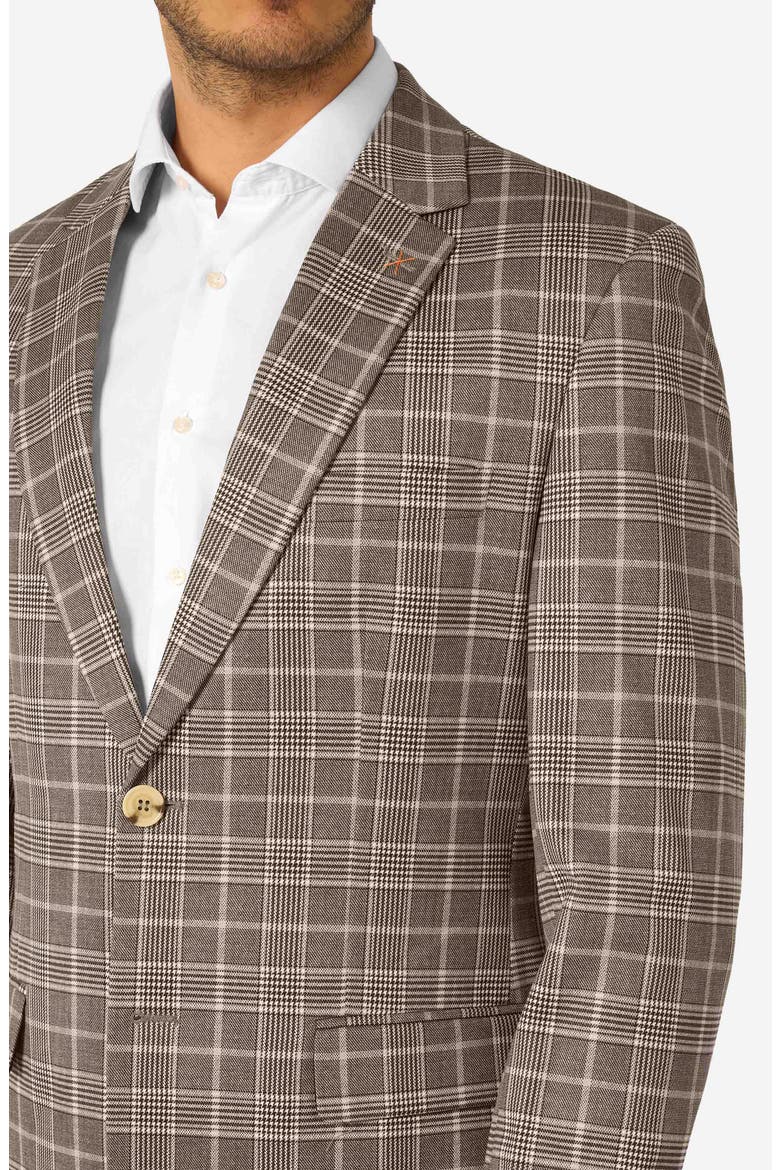 Daily Slim Fit Tan Glen Check Stretch Suit, Alternate, color, TAN