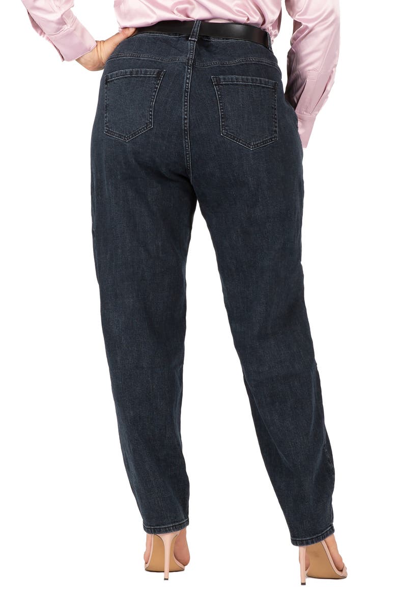 High Waist Seamed Hem Straight Leg Jeans, Alternate, color, BLACKSTONE