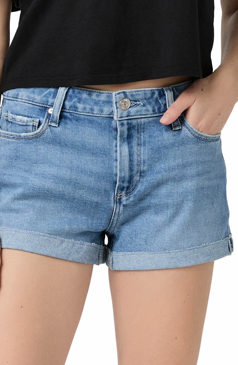 PAIGE JJ High Waist Cuffed Denim Shorts, Alternate, color, Unwritten