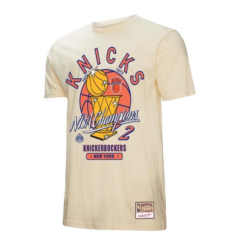 Mitchell & Ness Cream New York Knicks Hardwood Classics Champions Vintage T-shirt In Neutral