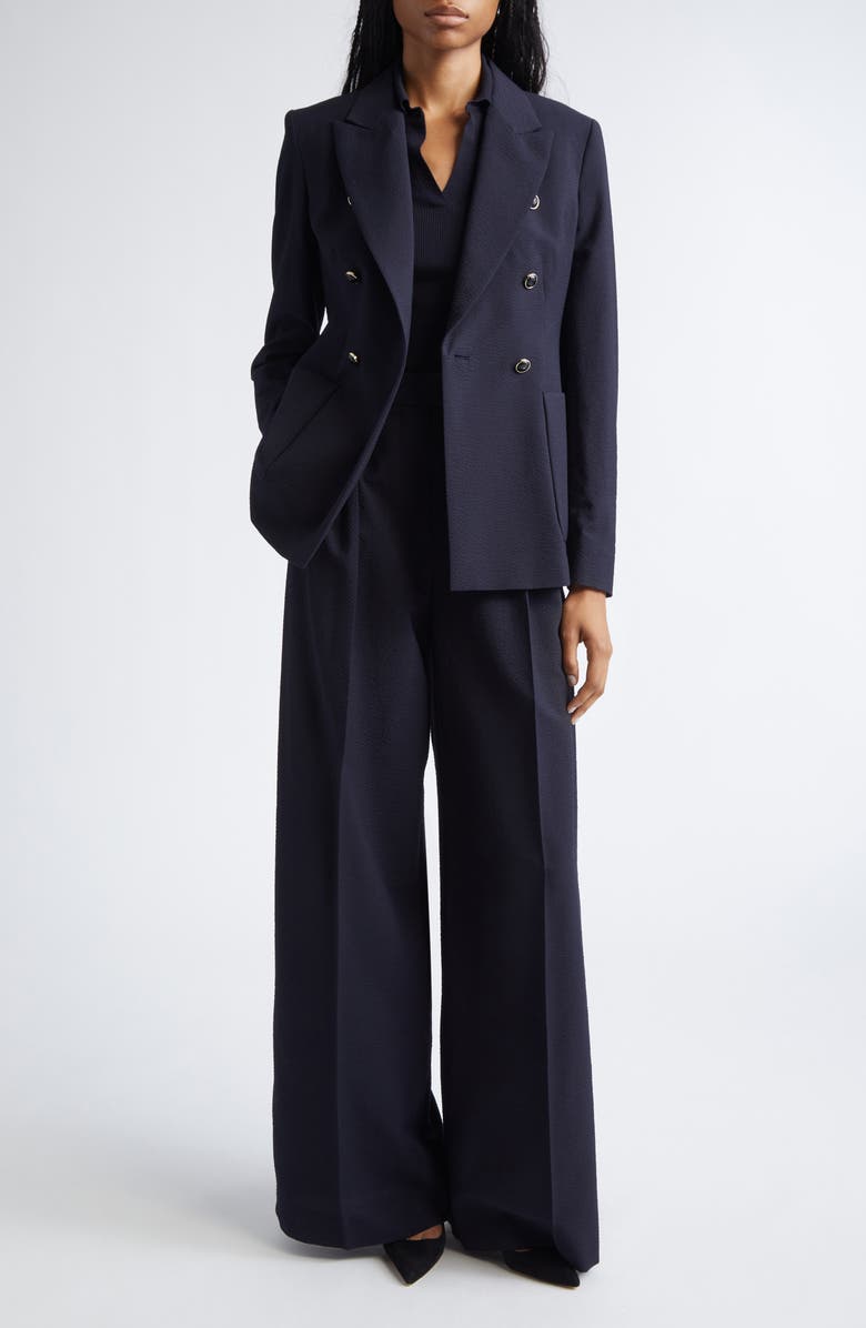 Max Mara Ricetta Double Breasted Wool Knit Blazer, Alternate, color, Ultramarine