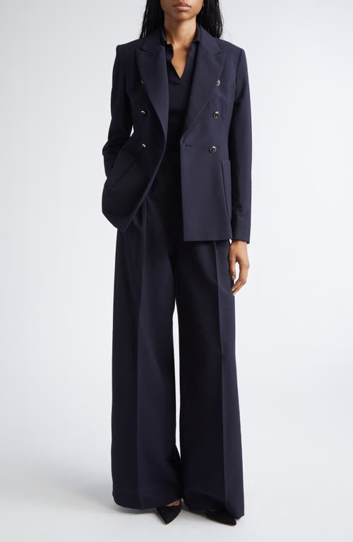Max Mara Ricetta Double Breasted Wool Knit Blazer In Blue