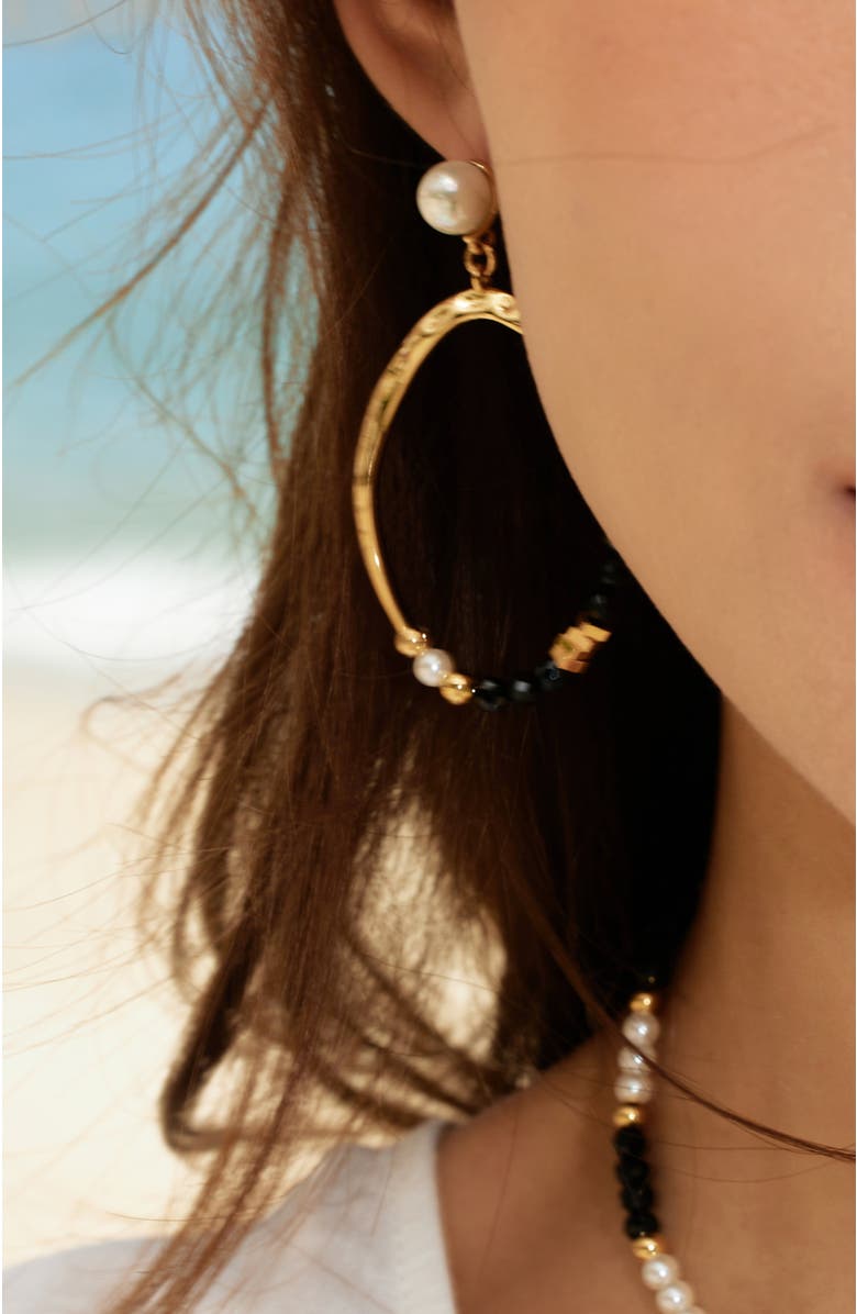 RC RETRO CHIC Poseidon Earrings, Alternate, color, Black & White & Gold