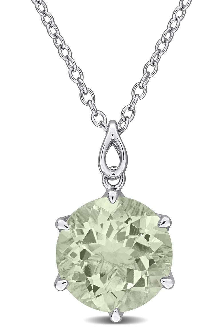 Sterling Silver Green Quartz Pendant Necklace, Main, color, GREEN