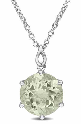 Sterling Silver Green Quartz Pendant Necklace