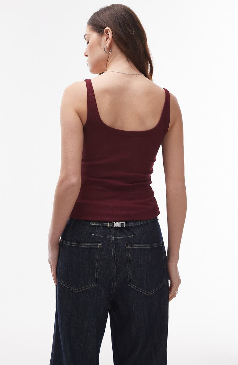 Topshop Scoop Neck Rib Tank, Alternate, color, Burgundy