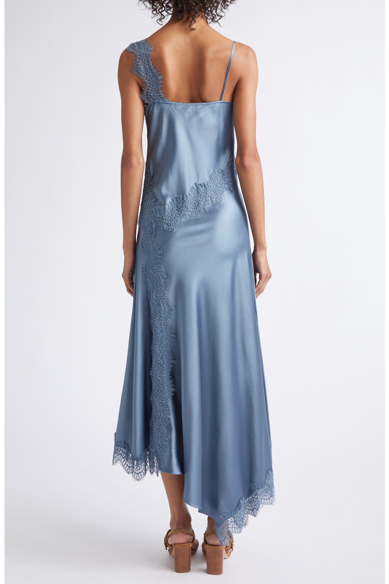 Vernon Satin & Lace Slipdress, Alternate, color, BLUE STEEL