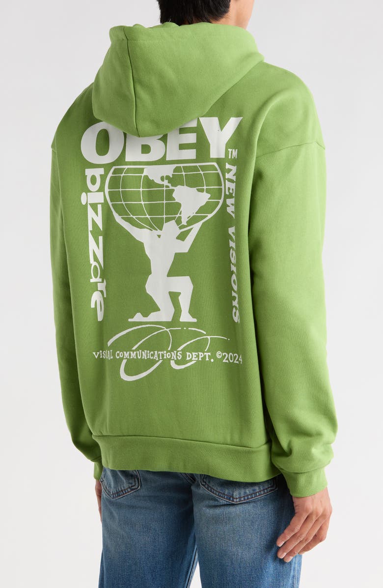 Obey New Visions Extra Heavyweight Hoodie, Alternate, color, Piquant Green
