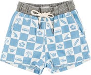 Miki Miette Kids' Wes Surf Print Cotton Shorts