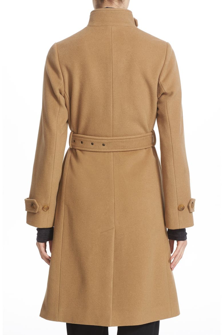 Stand Collar Wool & Cashmere Trench Coat, Alternate, color, CAMEL