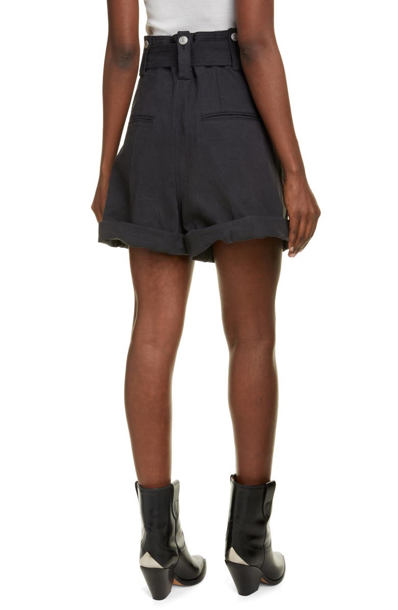 Isabel Marant Delilaz Paperbag Waist Cotton Shorts, Alternate, color, 