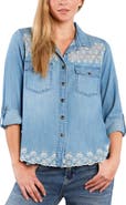 Billy T Eyelet Butterfly Button-Up Shirt