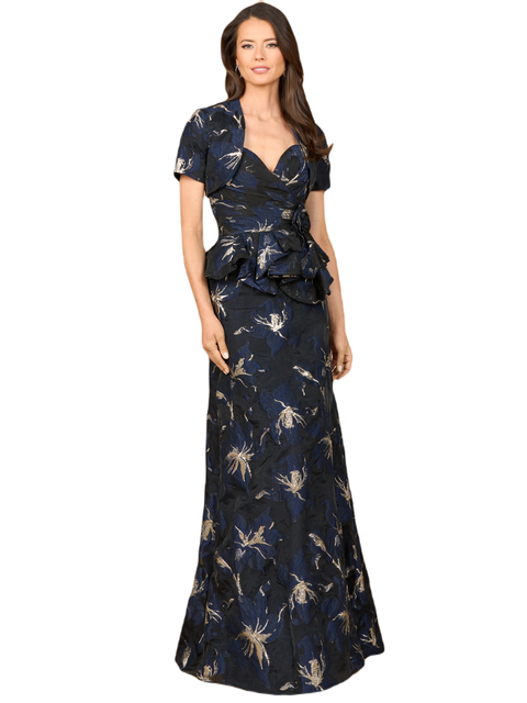 Strapless Brocade Gown with Bolero