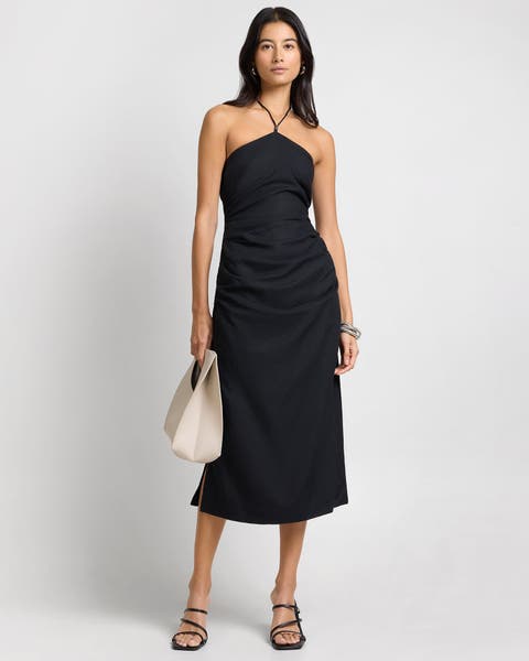 Air Linen Ruched Halter Dress