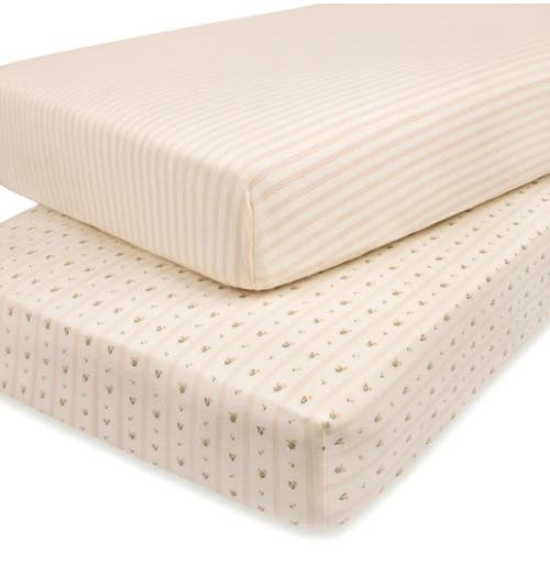 Crib Sheet Set Baby Fitted 2 Pack In Linear Floral