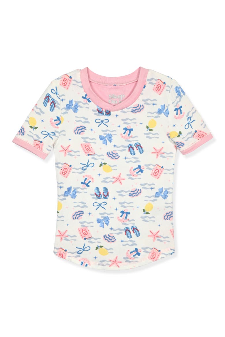 Kids' 2-Piece Fitted Pajamas & Scrunchie Set, Alternate, color, WHITE MULTI