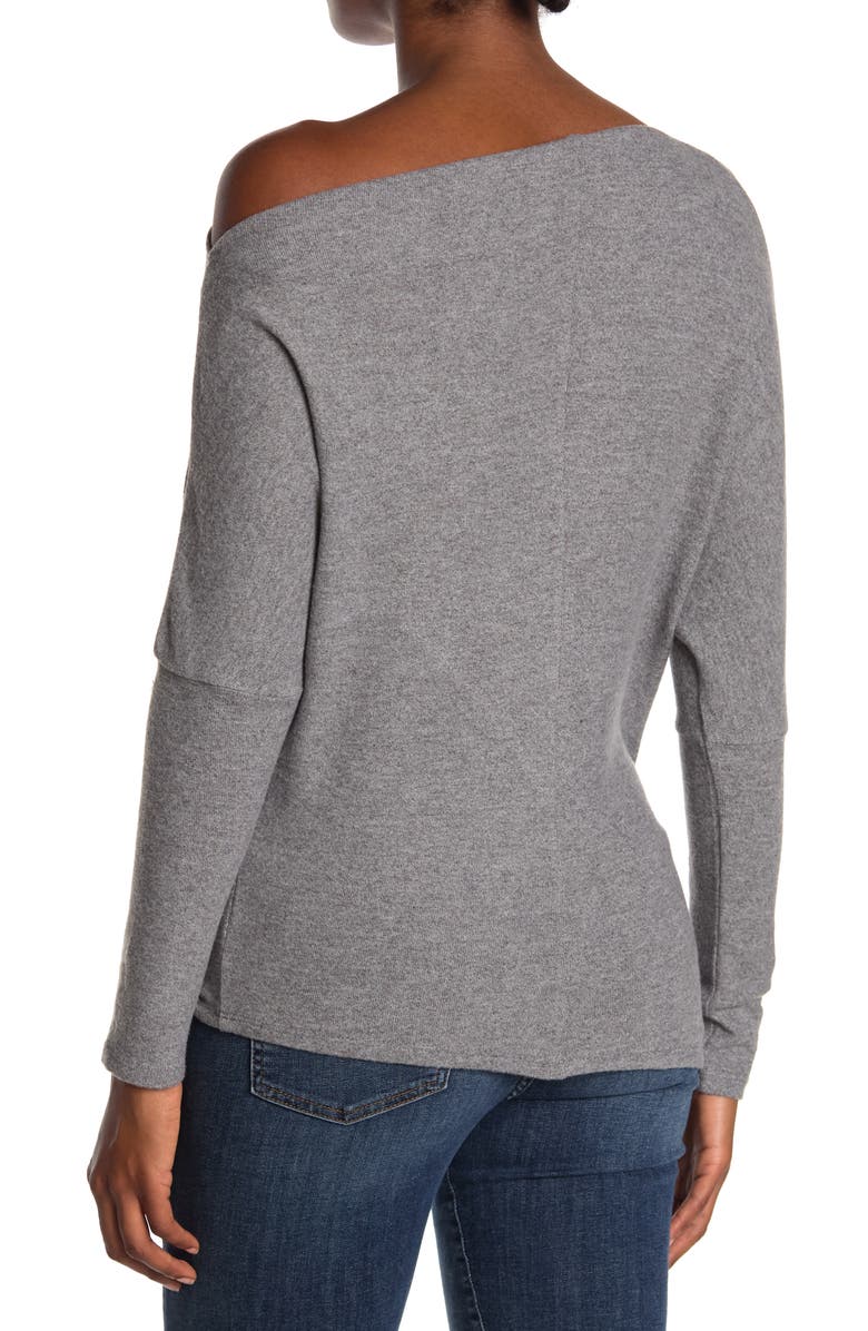 ASTR the Label Off the Shoulder Long Sleeve Sweater, Alternate, color, Hthr Grey