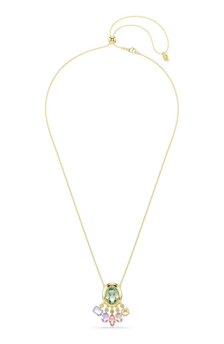 Swarovski Gema Crystal Charm Pendant Necklace, Alternate, color, Gold/ White