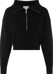 Milan Italy Cropped Dolman Zip Front Knit Sweater