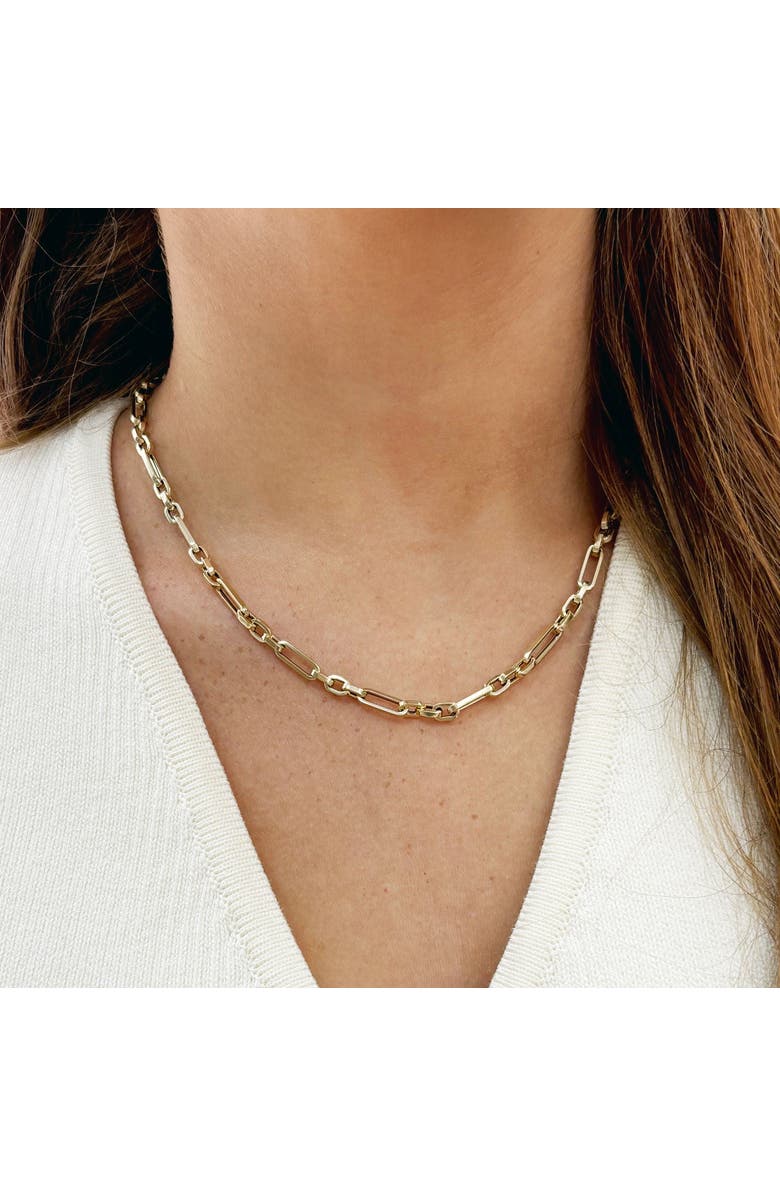 The Lovery Fine Jewelry Square Link Paperclip Chain Necklace, Alternate, color, Yellow Gold