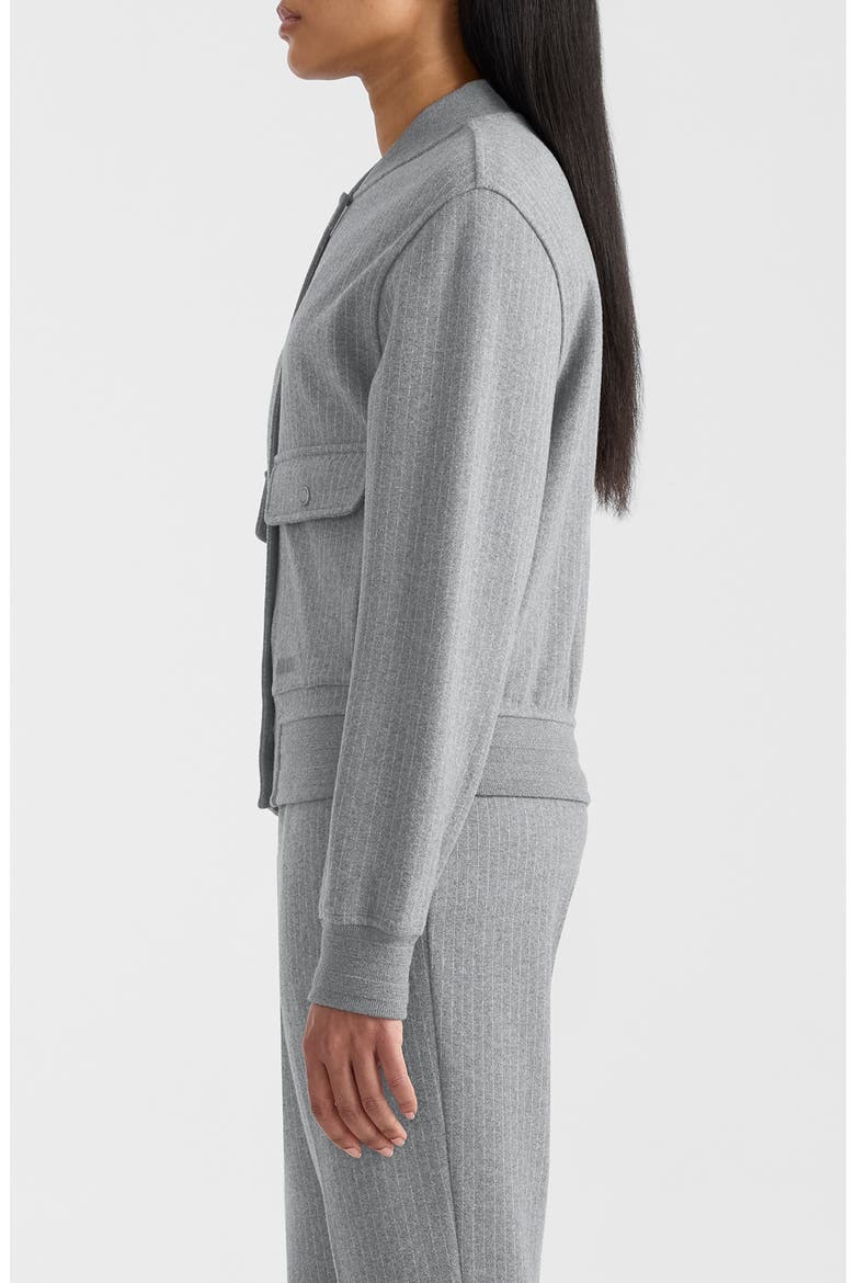 Juniper Chalk Stripe Cotton Blend Bomber Jacket, Alternate, color, LIGHT GREY MIX-CREAM