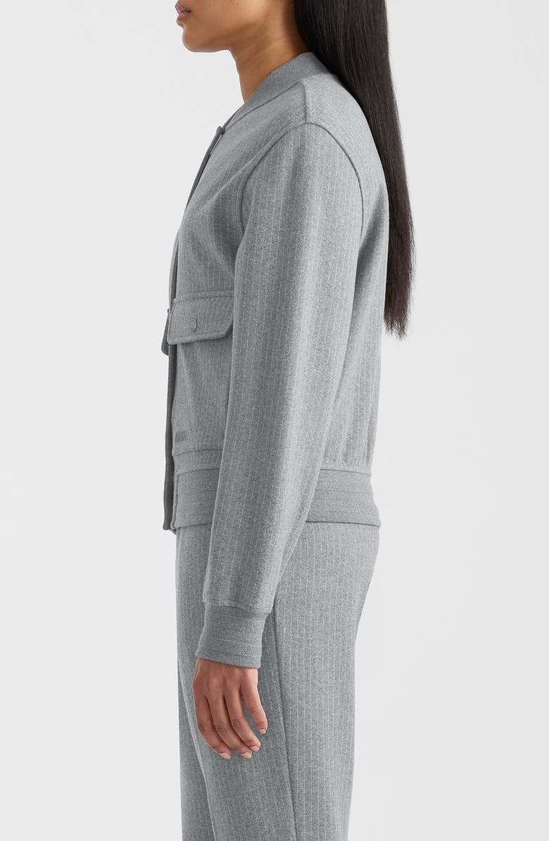 Mackage Juniper Chalk Stripe Cotton Blend Bomber Jacket, Alternate, color, Light Grey Mix-Cream