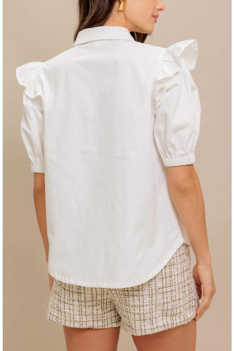 Cotton Denim Button-Up Shirt, Alternate, color, IVORY