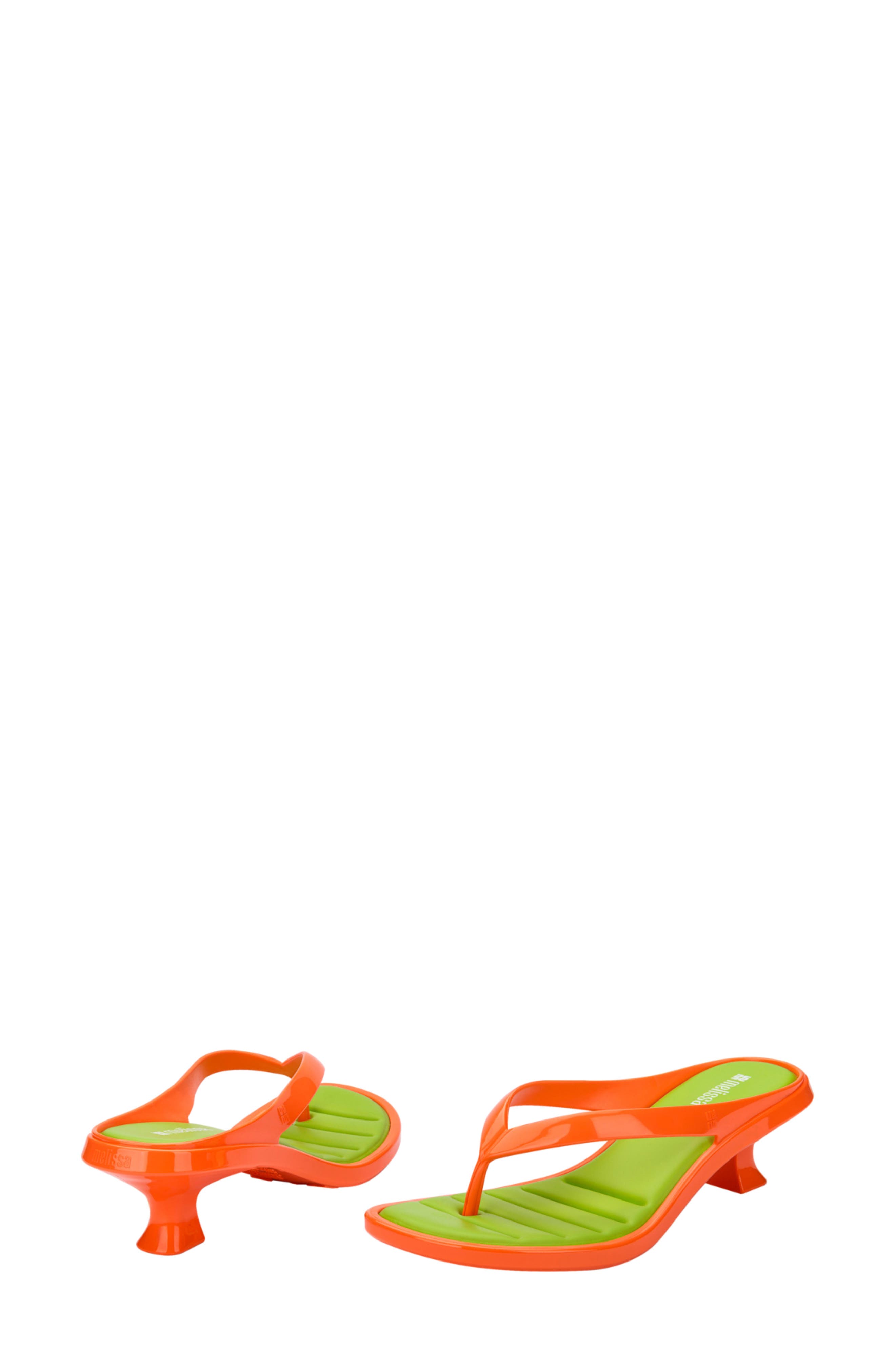 Kitten Heel Flip Flop, Alternate, color, ORANGE/GREEN