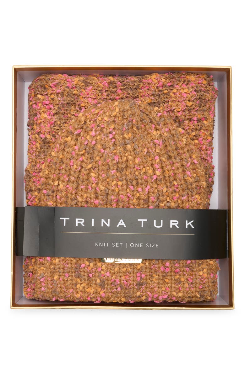 San Diego Hat x Trina Turk Beanie & Scarf Set, Main, color, Brown
