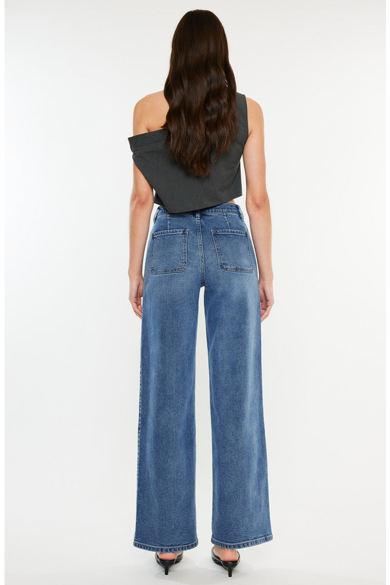Kenya High Rise Wide Leg Flare Jeans, Alternate, color, Medium Wash