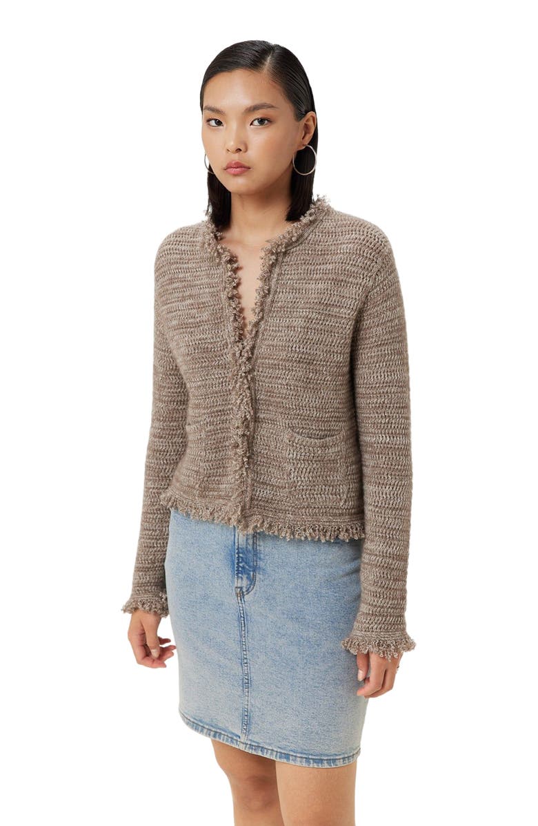 GOBI Mongolian Cashmere Women's Cashmere Cardigan with Frayed Edges, Main, color, 