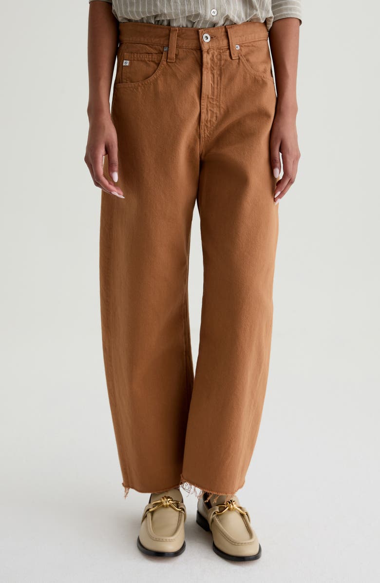 AG Hattie Raw Hem High Waist Crop Barrel Jeans, Main, color, Ginger
