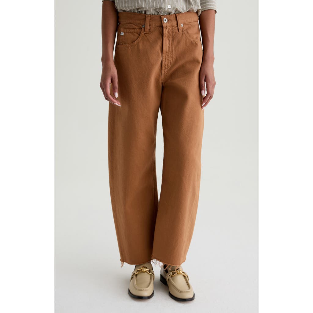 Ag Saige High Rise Wide Leg Crop Jeans In Ginger In Brown