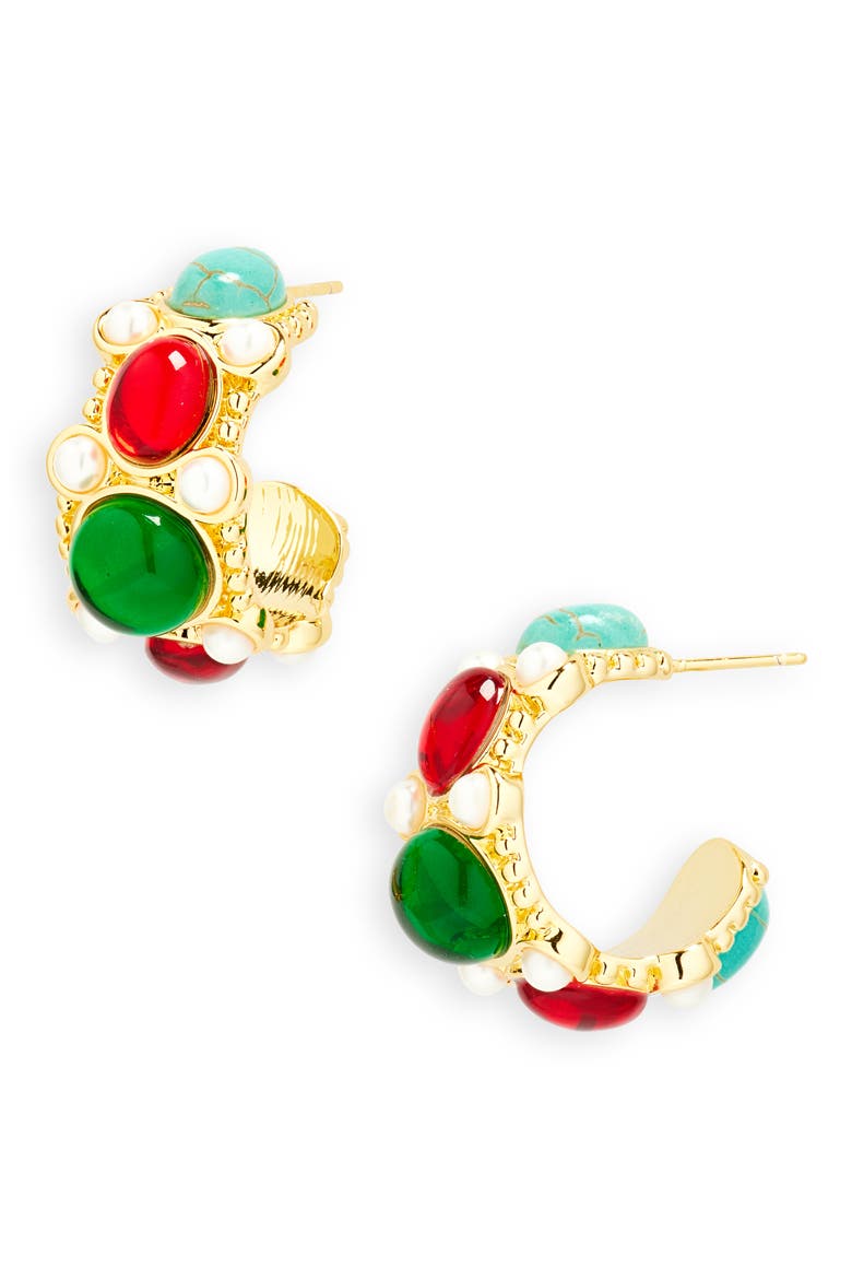 Multicolor Hoop Earrings, Main, color, GOLD