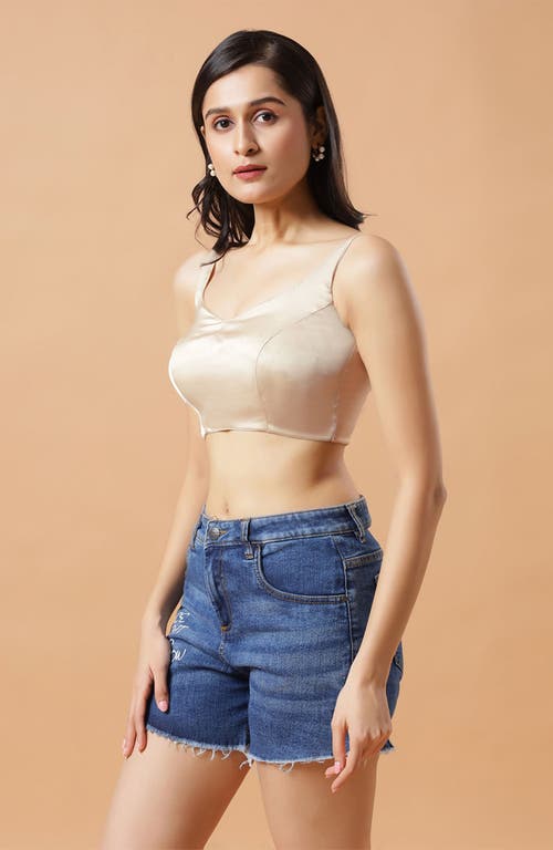 One Minute Saree® Tia Cream Satin Blouse With Criss-cross Adjustable Back Tie Blouse For Women