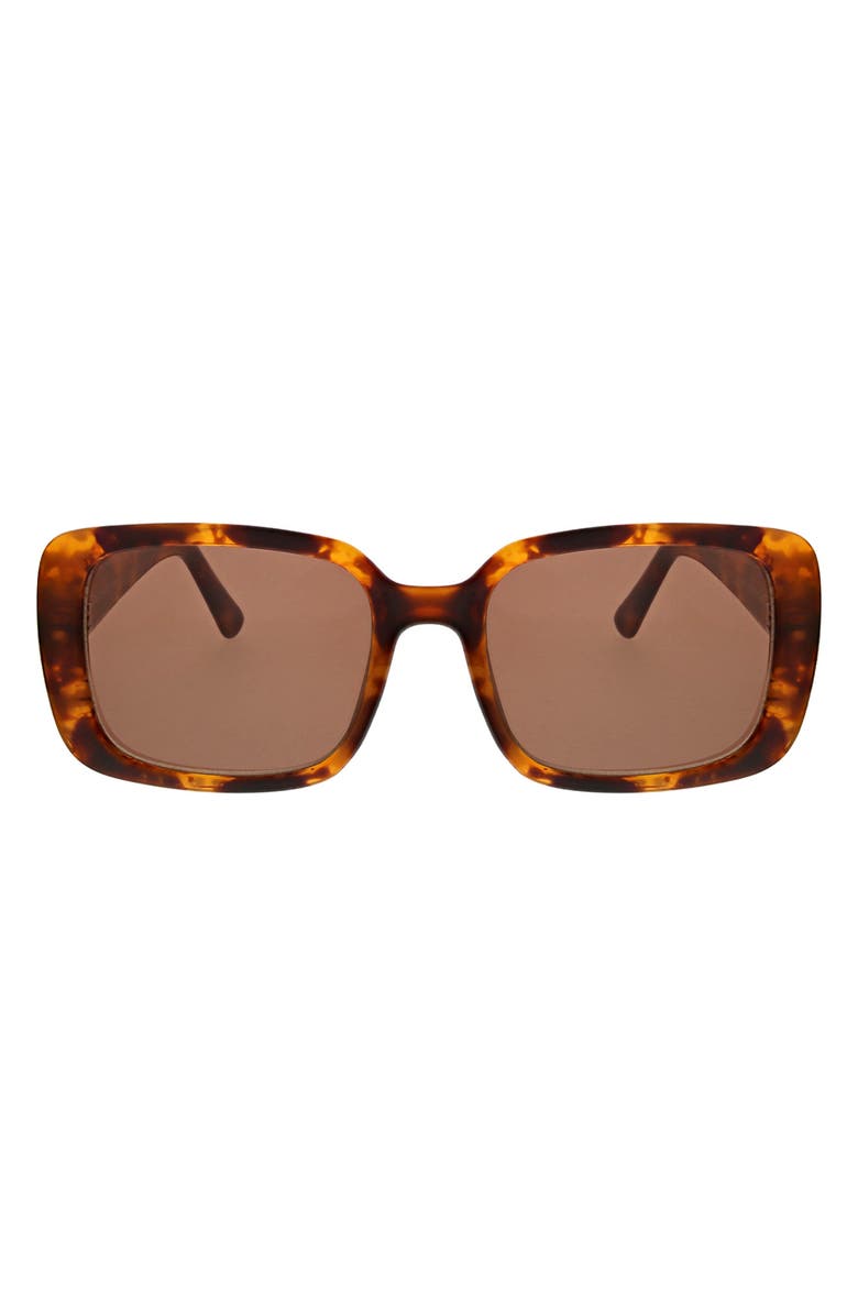 Oscar de la Renta 53mm Moderately Slim Rectangle Sunglasses, Main, color, Dk Havana