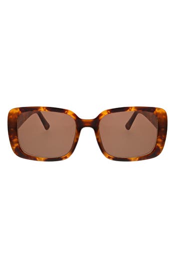 Oscar De La Renta 53mm Moderately Slim Rectangle Sunglasses In Dk Havana
