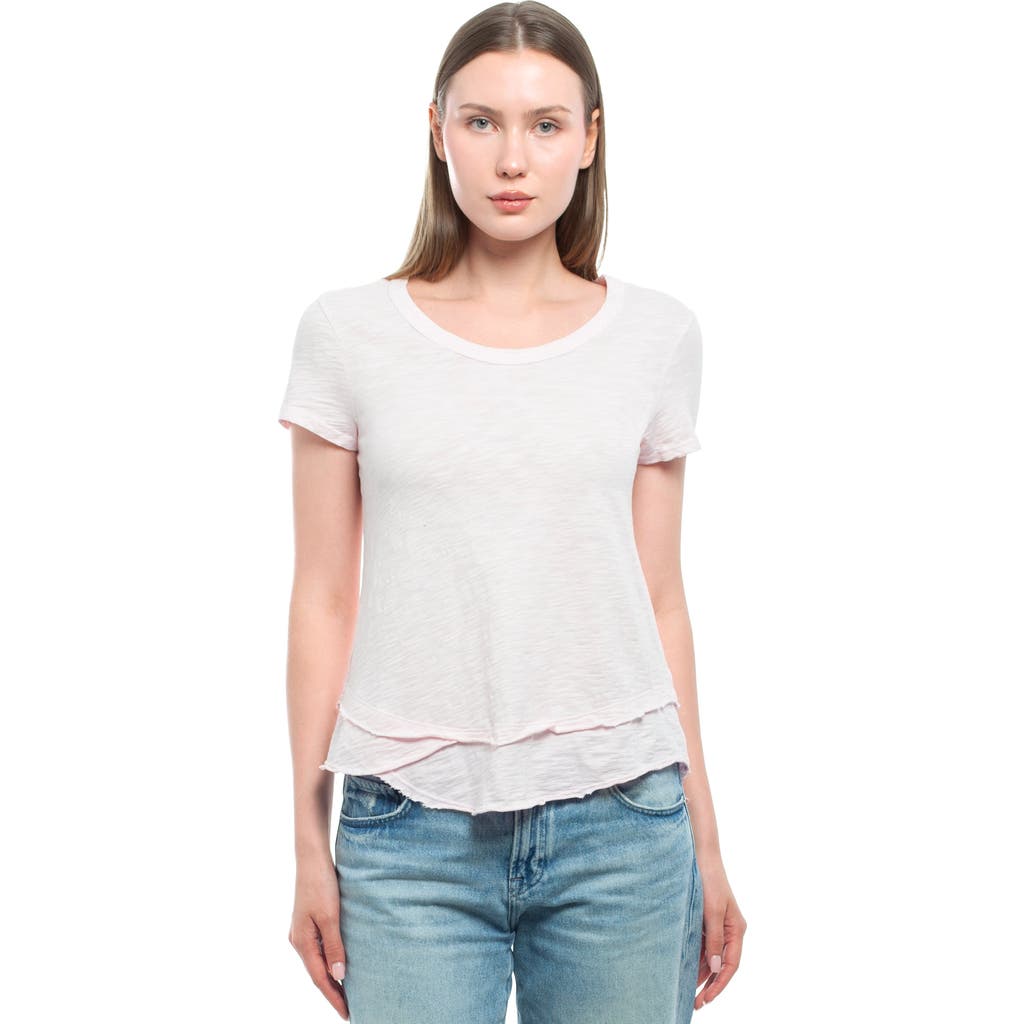 Wilt Clothing Short Sleeve Mock Layer Tee In White