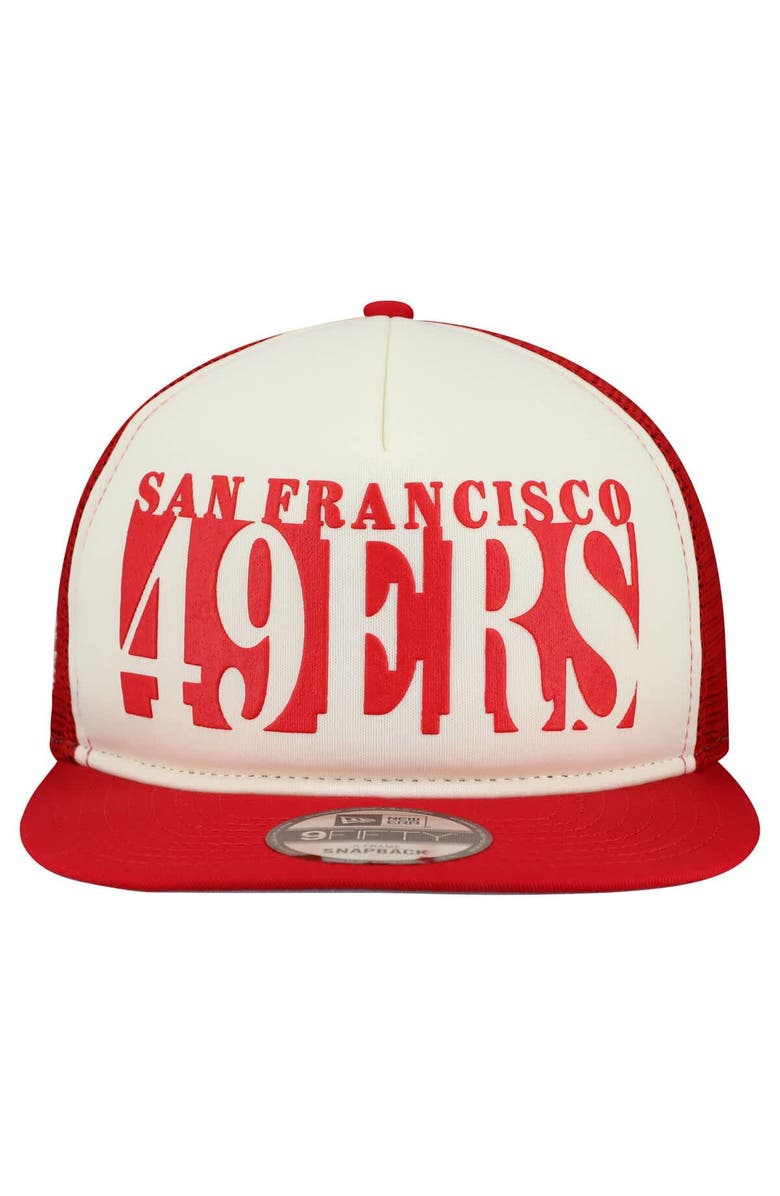 New Era Men's New Era Cream/Scarlet San Francisco 49ers  Cutout A-Frame 9FIFTY Snapback Hat, Alternate, color, Cream