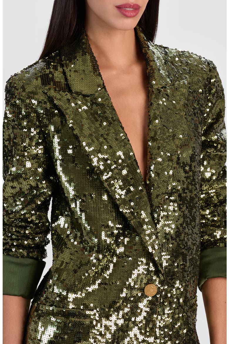 Quincy Oversized Sequin Blazer, Alternate, color, DARK OLIVE